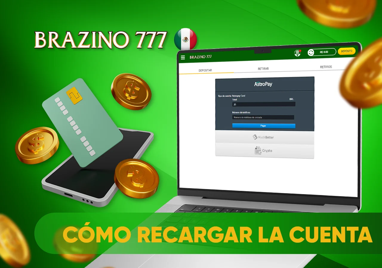 Descripción de cómo depositar dinero para el juego.