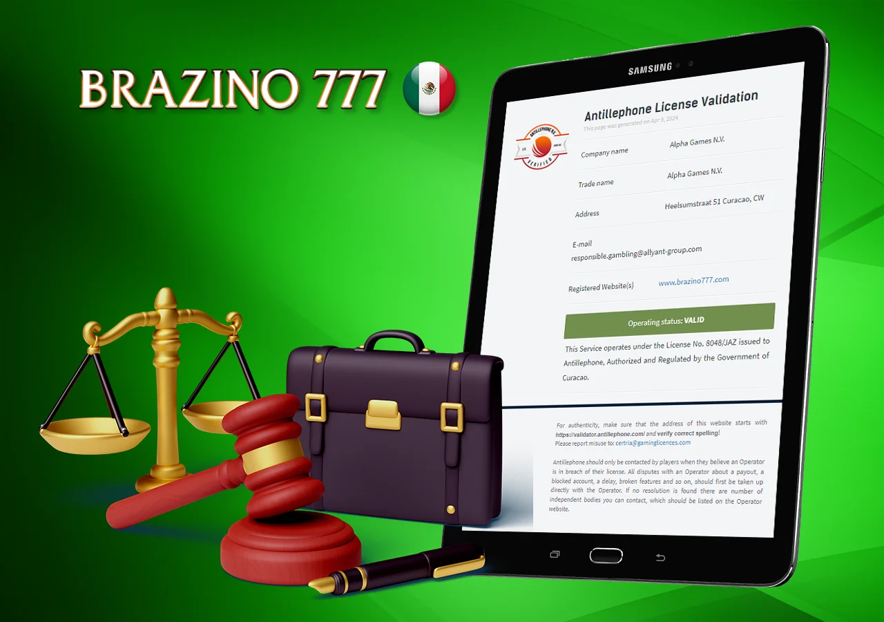 La legalidad de la plataforma está confirmada por una licencia válida.